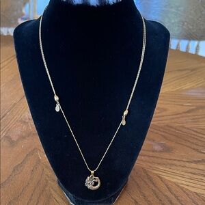 Alex and Ani Gold Crescent Pendant Necklace with Teardrop Accents